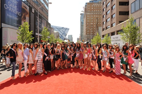 miss universe canada finalists celebrate bloor red carpet toronto