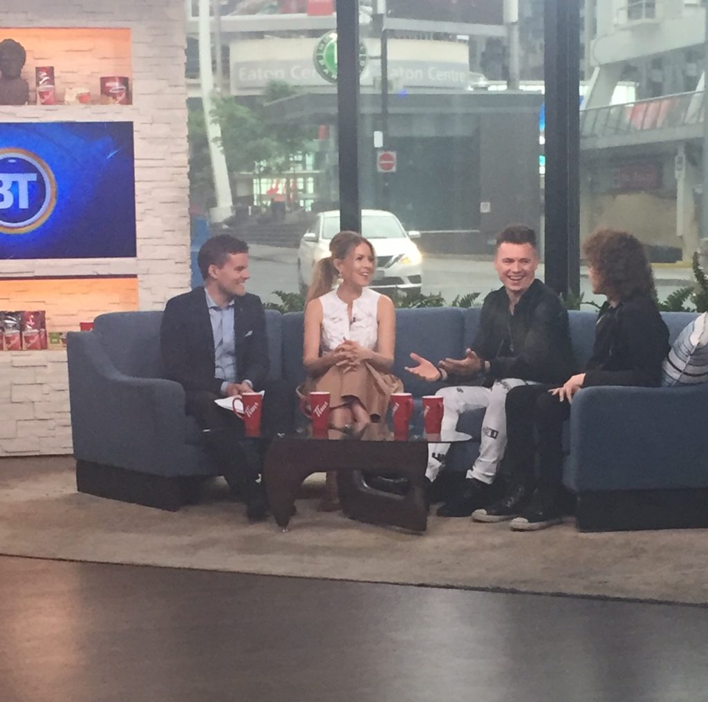 Shawn Hook and Francesco Yates appearing on Breakfast Television to chat about the TD Union Block Party 