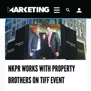 NKPR works with the Property Brothers on TIFF Event in Marketing Magazine September 2016
